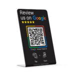 Rapid Reviews tap or scan to review countertop stand for Google business profiles | NFC & QR plaque